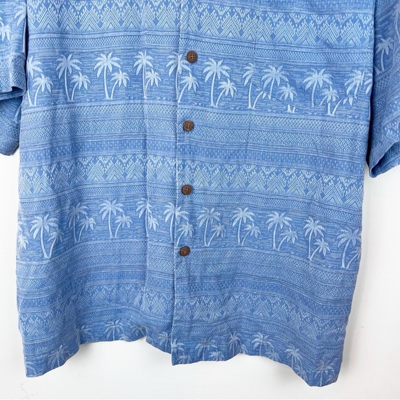 Men’s Silk Hawaiian Shirt Washable Button Down XXL Tropical Palm Jacquard Aloha - Picture 3 of 10